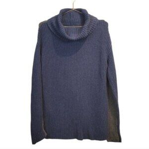 Burgess | Cotton Cashmere Blend Cowl Turtle neck Two Toned Sweater